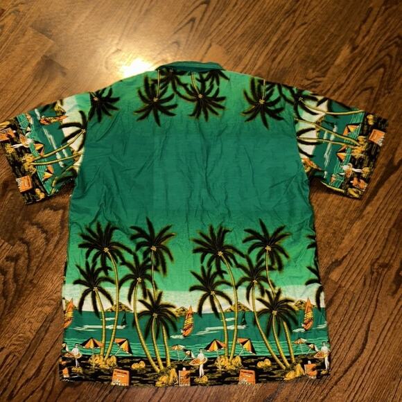 Fun Bright Green Vintage Fun-Wear Hawaiian Shirt Size XL 100% Rayon - Picture 3 of 4